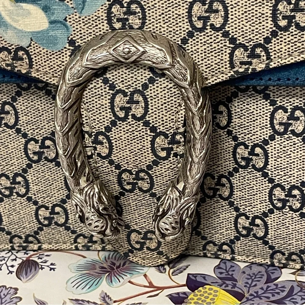 Gucci Dionysus GG Supreme Blooms Shoulder Bag Suede Interior Authentic - Picture 4 of 15